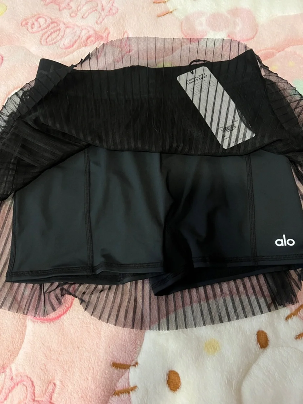 ALO Yoga Black Pleated Tulle Mini Skirt
